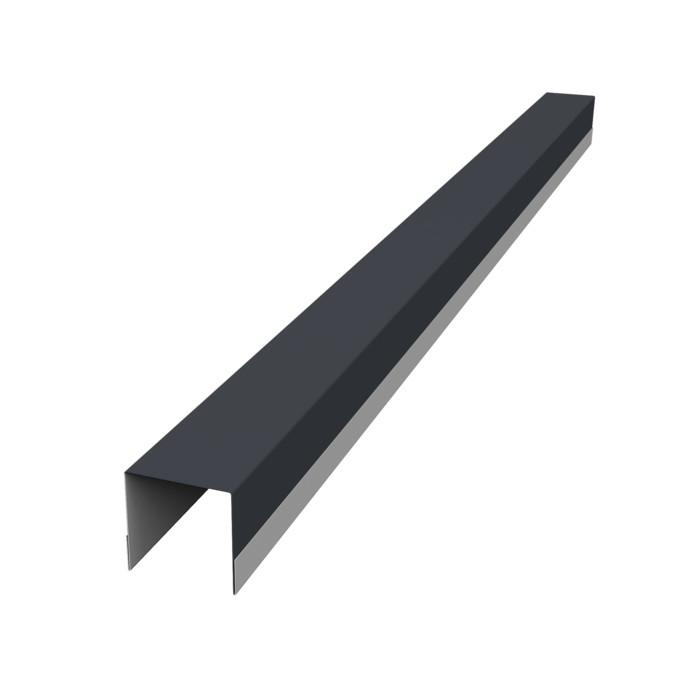 Планка вертикальная обратная для горизонтального монтажа штакетника 0,5 Satin Matt RAL 7024 мокрый асфальт (2м)