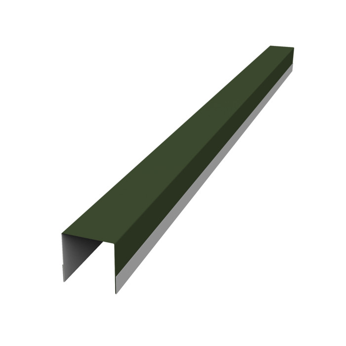 Планка вертикальная обратная для горизонтального монтажа штакетника 0,5 Satin Matt TX RAL 6020 хромовая зелень (1,8м)